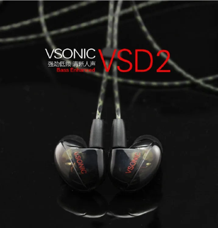  100% Original Vsonic New Released VSD2 Dynamic 3.5mm HIFI Sound-Insulation Music enthusiasts In-ear heavy bass 