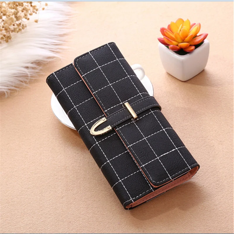 

BISI GORO 2019 New Purse High Quality PU Leather Women Wallets Lattice Designer Zipper Long Wallet Women Card Holder Ladies