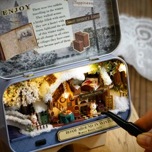 1 шт.* гулять зимой* Тип театральная коробка деревянная игрушка DIY Мини Кукольный дом Миниатюрный подарок украшение игрушка кукольный домик