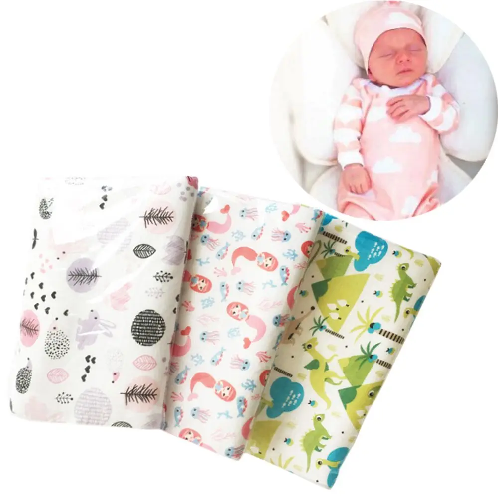 1 PC Popular Newborn Soft Breathable Muslin Blanket Baby Swaddle Cartoon Printed Cotton Multi