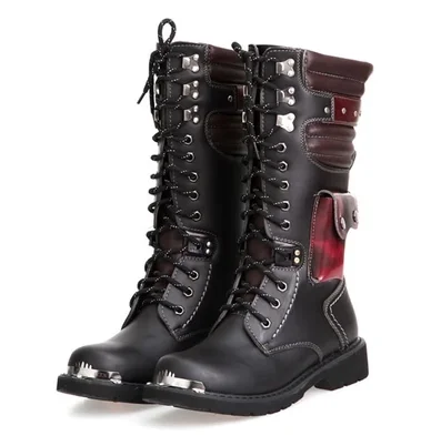 

Mens Military Mid Calf Boots Motorcycle Punk Rivet Riding Fashion Cowboy Shoes x1