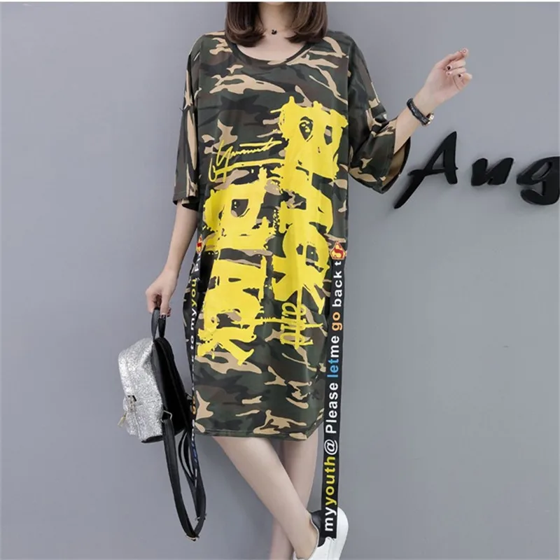 Модная женская футболка 2019 хип хоп камуфляж летние топы новинка Harajuku плюс размер