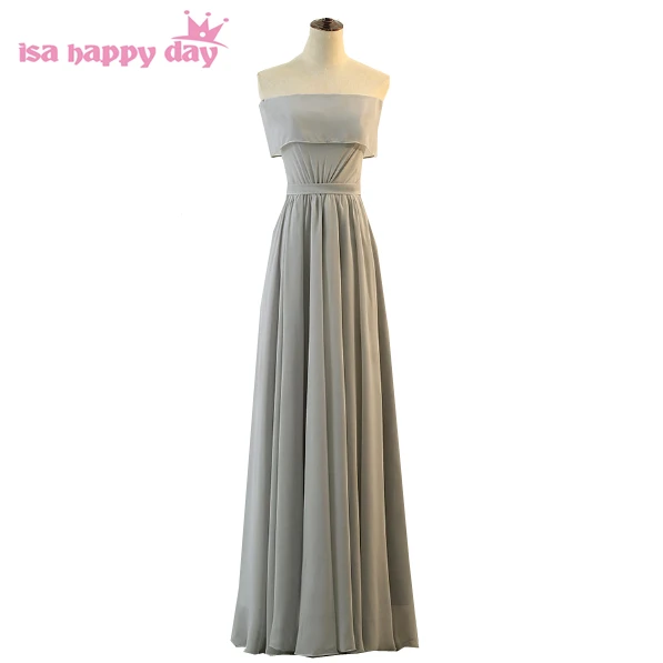 

robe bandage 2019 chiffon elegant bridesmaid women dress long sleeveless married gray colored bridesmaids dresses H4138