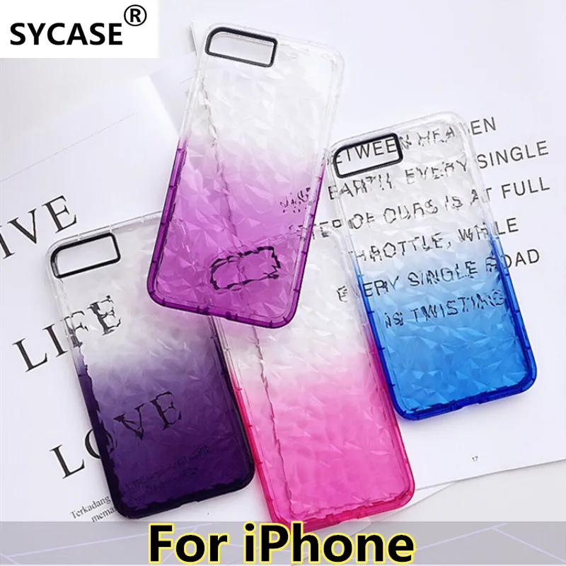 SYCASE Новый Блестящий Градиент прозрачный алмаз шаблон для iPhone 6 S 7 8 Plus X XR Xs Max чехол