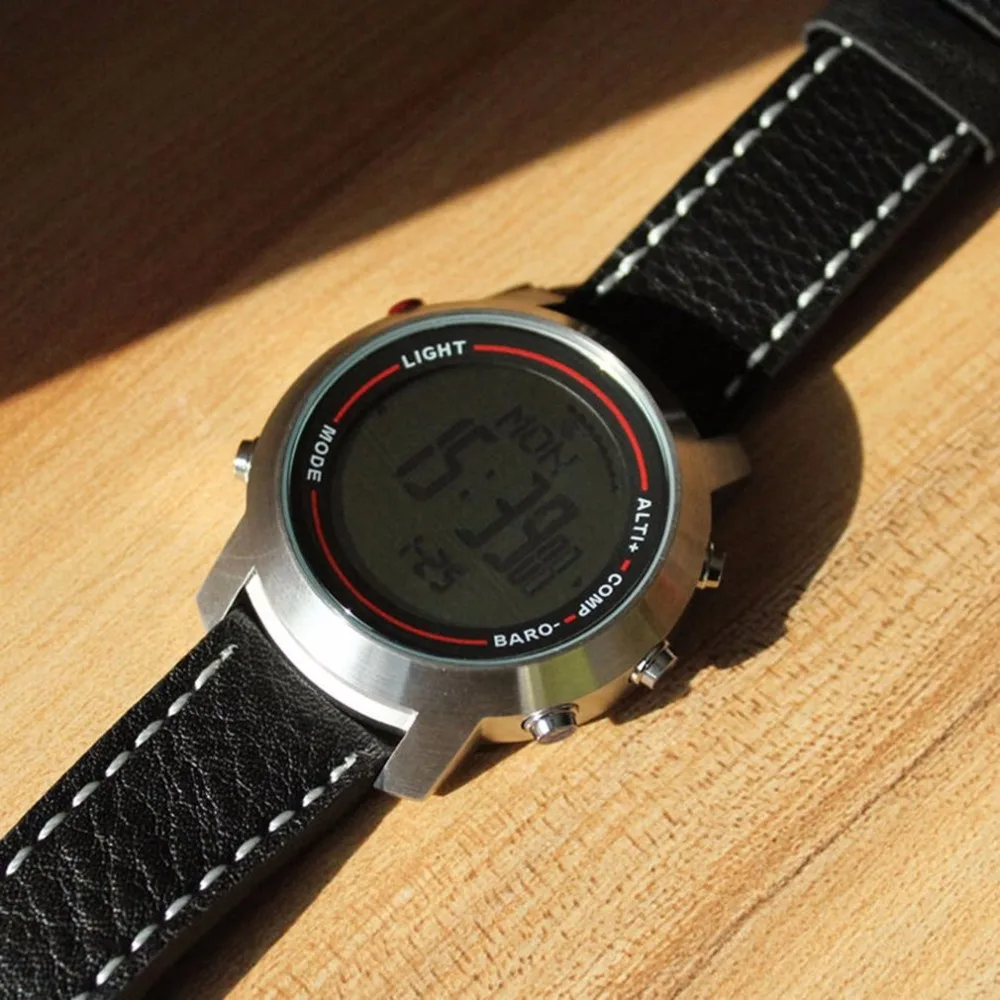 MG03 спортивные часы кожаный ремешок Многофункциональный из нержавеющей стали Циферблат Альпинист Спортивные часы альтиметр барометр термометр A43