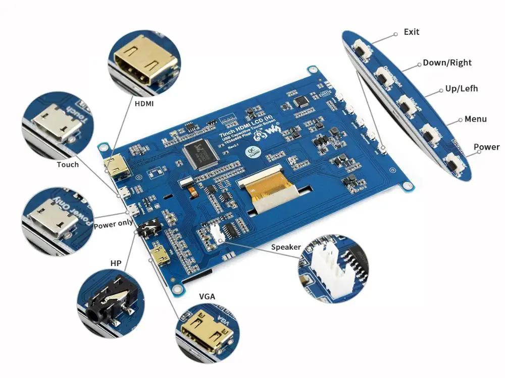 Waveshare 7 дюймов HDMI lcd(H) монитор компьютера 1024*600 ips емкостный сенсорный экран поддерживает Raspberry Pi Jetson Nano Win10 и т. д