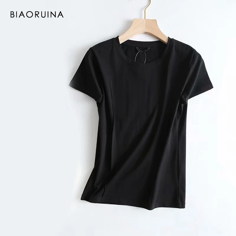 BIAORUINA النساء عارضة القطن تي شيرت المرأة الأساسية تيز قصيرة الأكمام الإناث كل مباراة اليومي تي شيرت السيدات الصلبة تيز قمم BIAORUINA النساء عارضة القطن تي شيرت المرأة الأساسية تيز قصيرة الأكمام الإناث كل مباراة اليومي تي شيرت السيدات الصلبة تيز قمم