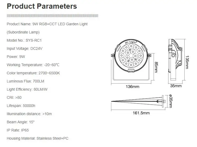 Mi light 9 Вт 15 Вт RGB+ CCT светодиодный светильник для сада подсвечник светодиодный ландшафтный светильник wifi DC24V телефон приложение с регулируемой яркостью 2,4 г дистанционное управление