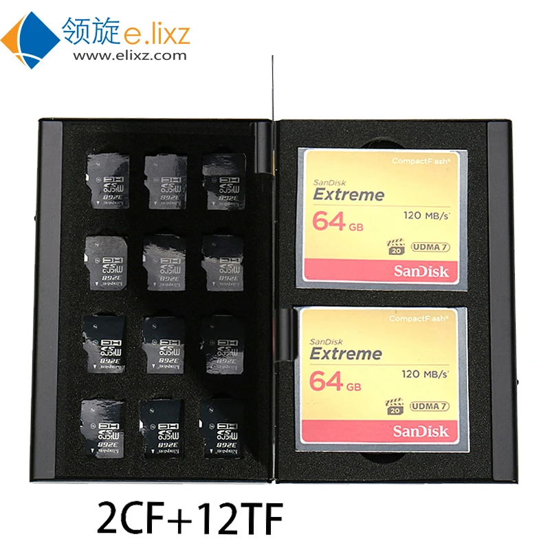 

2017 Silver Red Blue 12 In 1 Aluminum Storage Box Bag Memory Card Case Holder Wallet Large Capacity For 2* For Sd Cf 12*microsd