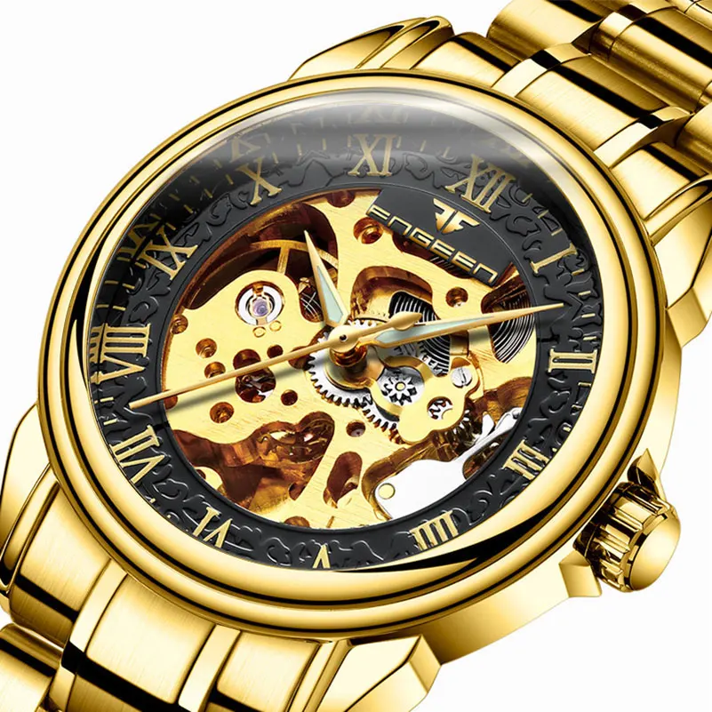 Gold Men Mechanical Watch New Fashion Business Luxury Automatic