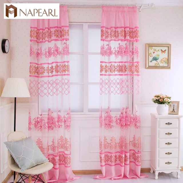Tulle Curtain Purple Fl Transpa Sheer Fabrics Window Tulle Curtain Purple Fl Transpa Sheer Fabrics Window Treatments Short Curtains Bedroom Modern Organza Kid Room Pink