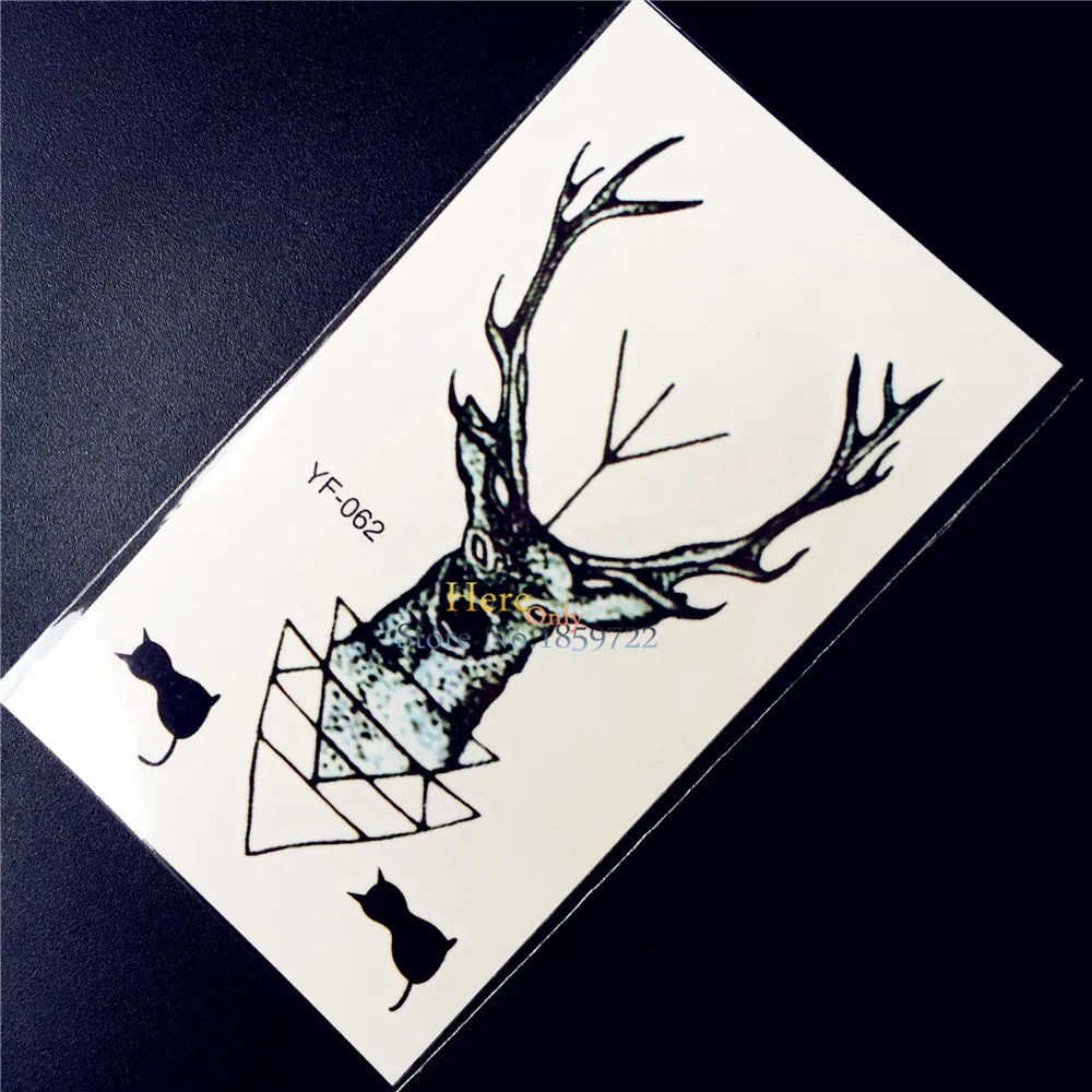 Deer Designs Waterproof Temporary Tattoo Sticker Women Body Arm Tatoo HYF062 Elk Horn Reindeer