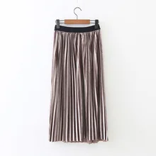 Высокая талия Бархат плиссированные юбки для, женская обувь европейский Стиль Длинные Макси юбка зима Jupe Femme