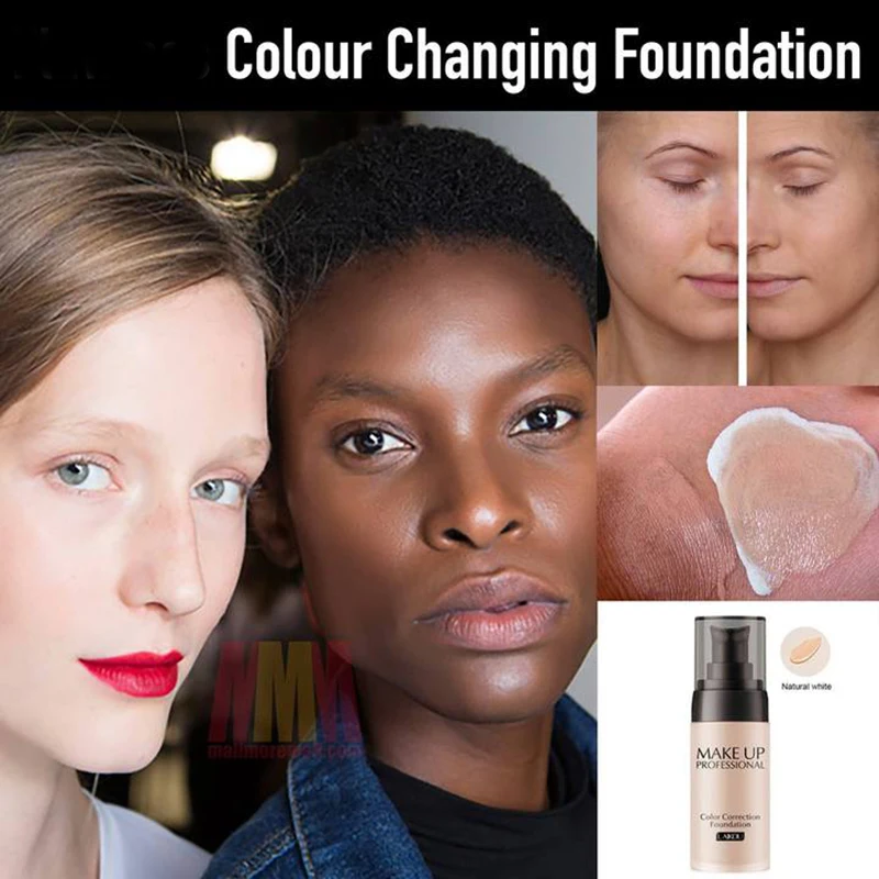 Colour Changing Foundation Professional Face Base Make Up Waterproof Matte Minerals 40ml Face Whitening Color Correction Liquid
