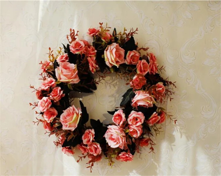 35 см Рождественский венок на дверь настенная Роза для украшения венок из искусственных цветов осенний венок шелковые цветы гирлянда для свадьбы Wianek