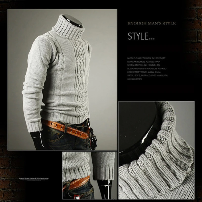 New fashion brand Slim Men's Knit Lapel Long Sleeve Turtleneck Turtleneck Solid Color Regular Sweater for Men Winter High Neck New fashion brand Slim Men's Knit Lapel Long Sleeve Turtleneck Turtleneck Solid Color Regular Sweater for Men Winter High Neck