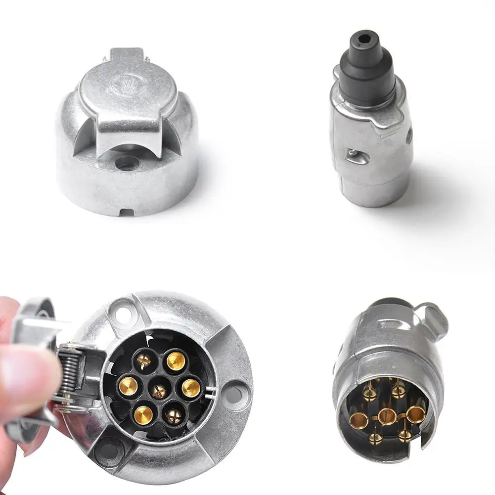 

7 Pin 12V Automotive Electrical Outlet PLUG SOCKET Trailer Car Caravan Horsebox Wiring Lights Tow METAL 12N