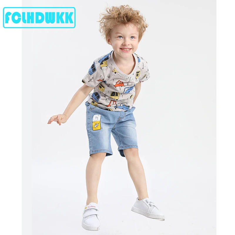 FCLHDWKK для детей от 2 до 8 лет Детские шорты для мальчиков брюки длиной до колена шорты джинсовые Девушки Дети летние пляжные свободные шорты Хлопковые Штаны