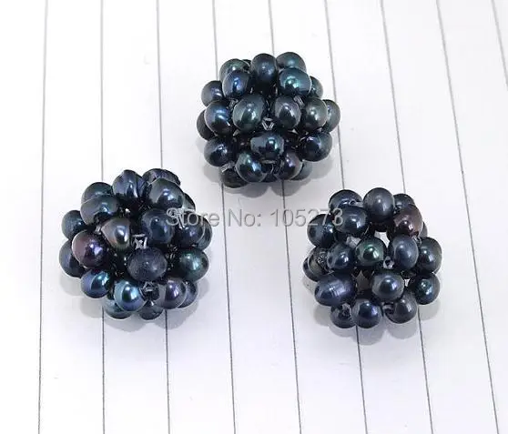 

Pearl Jewelry Black Freshwater Cultured Pearl Gem Loose Beads Balls 16mm About 3 Pieces