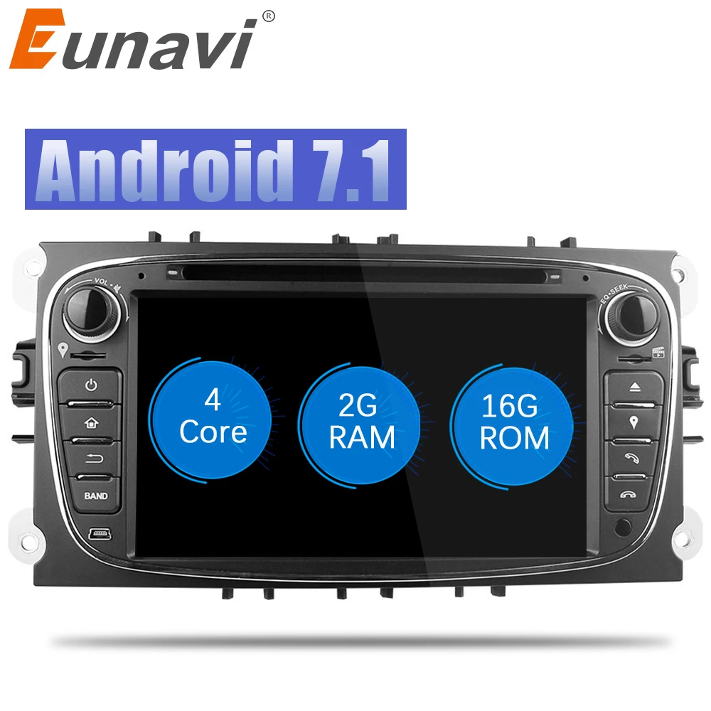 

Eunavi Quad core 2G RAM Android 8.1 2 din Car DVD Player Car Radio GPS Navi for Ford Focus Galaxy with Audio tereo Head Unit