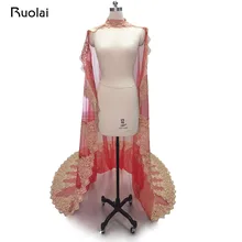 Винтажное кружевное болеро, тюль, аппликация золотого цвета, Длинная свадебная накидка, романтический свадебный плащ на заказ, женские свадебные куртки FJ24