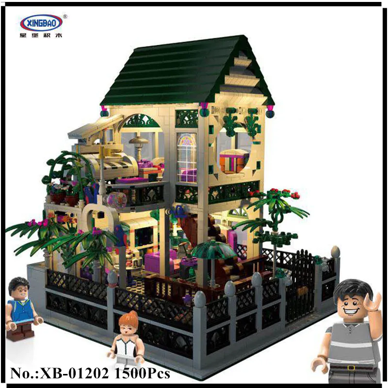 

IN STOCK XingBao 01202 1500Pcs with light USB the Romantic heart of the Two floors of Building Block Bricks for children's toys