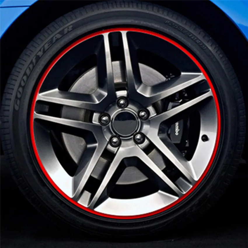 

8M Red Tire Guard Protector Line Glue Rubber Moulding Styling Trip for All Universal Auto Car Wheel Hub Rim