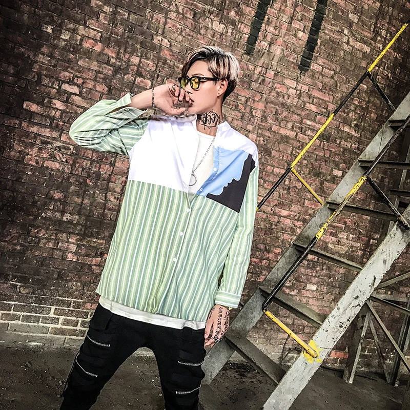 

B2018 spring ulletproof young Kim tae-hang and striped shirt with long sleeves and long sleeves Fashion Free shipping