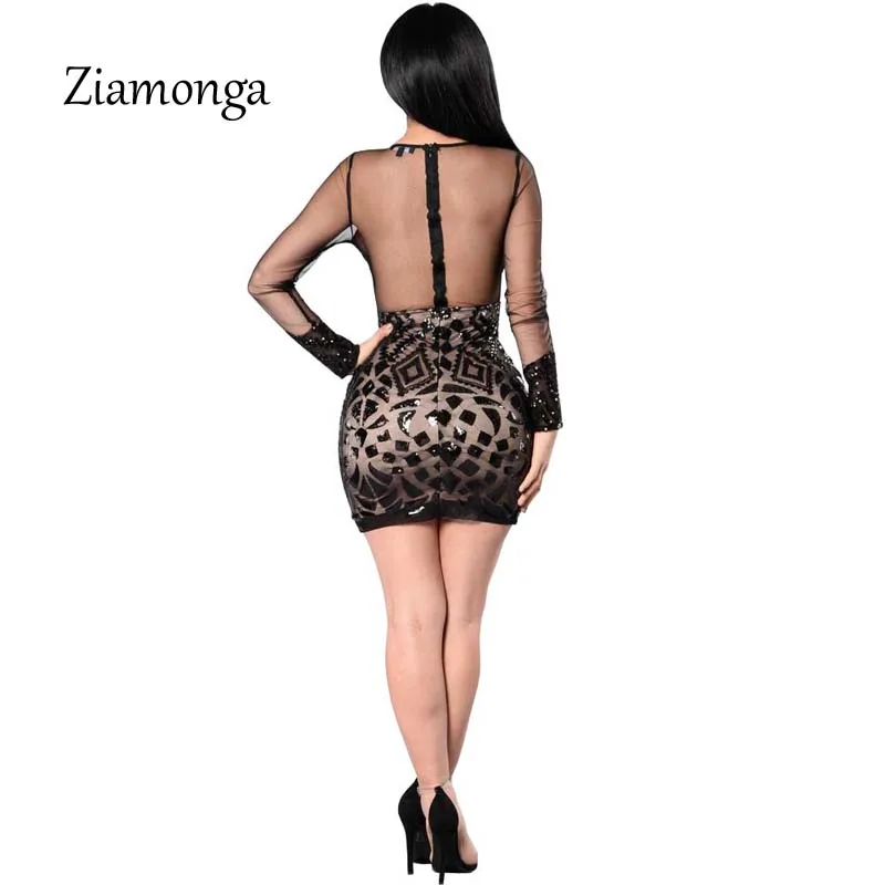 Ziamonga Осень Sexy платье Для женщин элегантные женские черные Bodycon платье