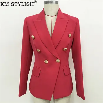 

Women Blazer Explosion models Women's suits Classic Double-breasted golden buckle Slim suit Blazer watermelon red