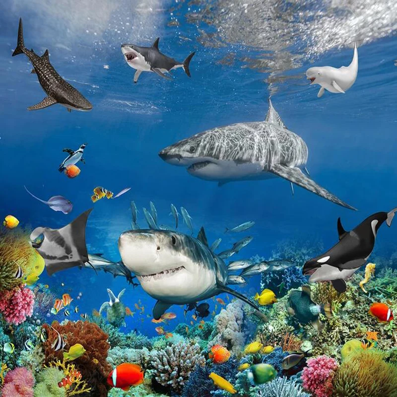 ПВХ самоклеящиеся водонепроницаемые Настенные обои на заказ 3D с подводной