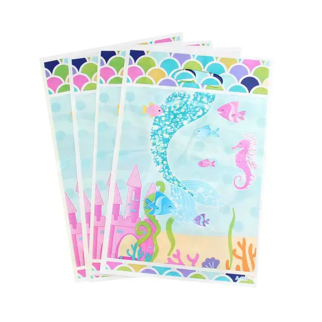10pcs Plastic Candy Bag Mermaid Unicorn Theme Party Gift 10pcs Plastic Candy Bag Mermaid Unicorn Theme Party Gift Decor Loot For