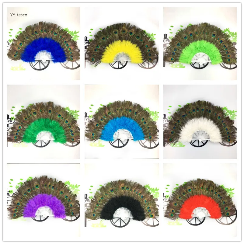 

NEW 1pcs Quality Dance peacock Feather Fan for Belly Dance Halloween Party Ornament Necessary 21 Bones Fan stage performance