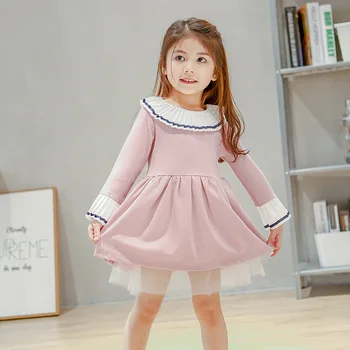

Baby Girls Dress Cotton Costume for Kids Girl Long Sleeve Dress Princess Cute Pleated Vestido De Festa for Children Clothing
