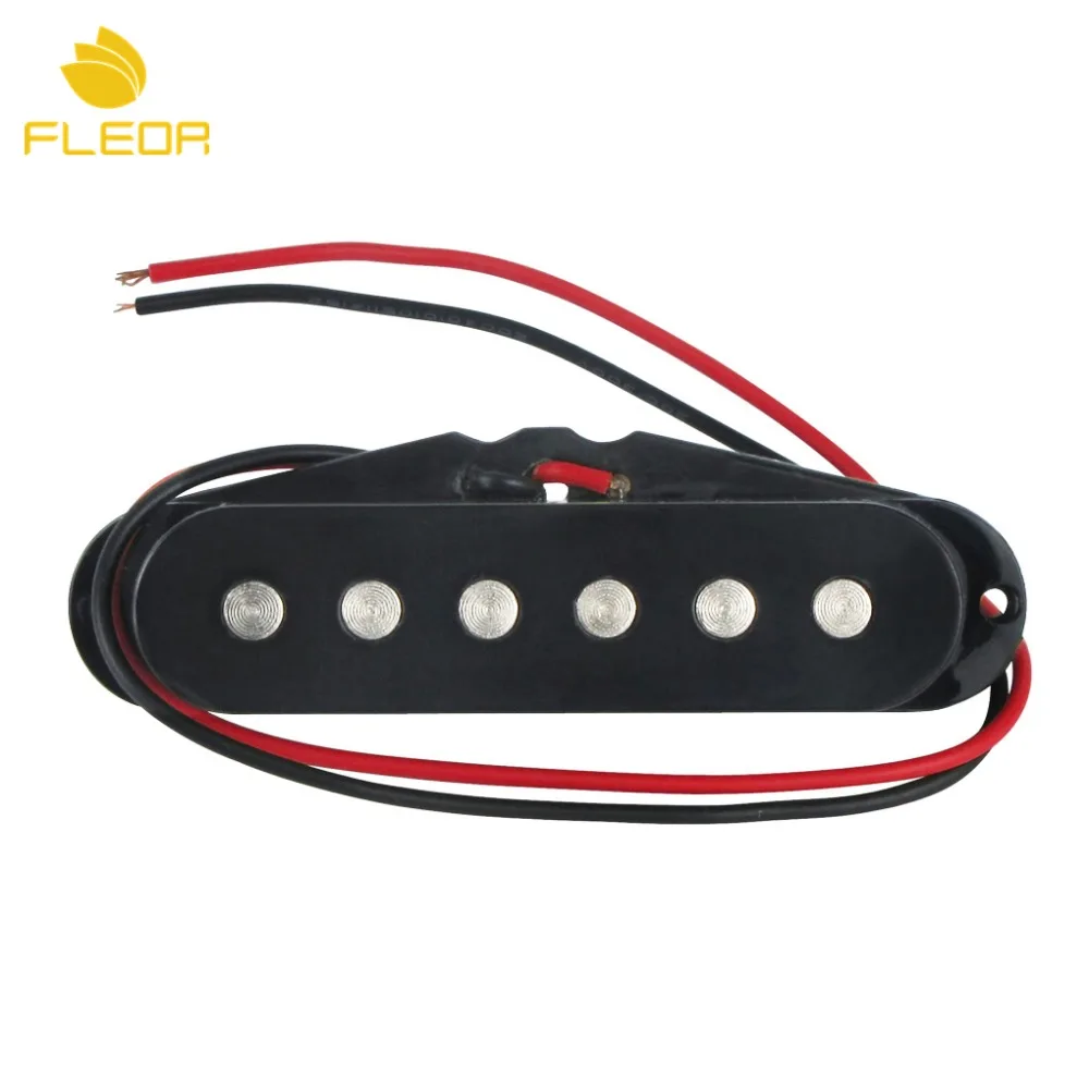 FLEOR Black Single Coil Guitar Pickup Neck Position 50mm Ceramic Flat Fixed Pole Pieces