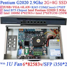 B75 Брандмауэр Маршрутизатор Сервер с 6 Gigabit LAN 2 SFP Волокна Intel Pentium G2020 Процессор