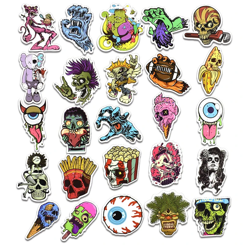 50pcs vinyl laptop sticker spoof horror personality computer skin refrigerator sticker for MacBook Air Pro retina/HP/Lenovo