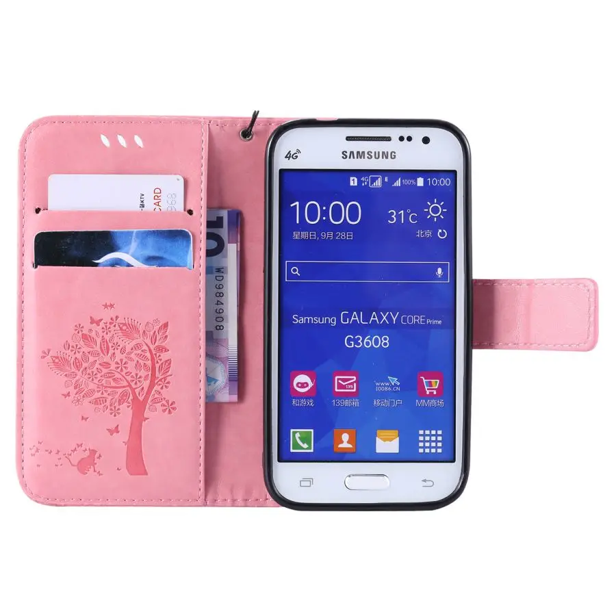 Кожаный чехол кошелек для Samsung Galaxy Core Prime G360 G360F G360H G361 G361F G361H VE SM из