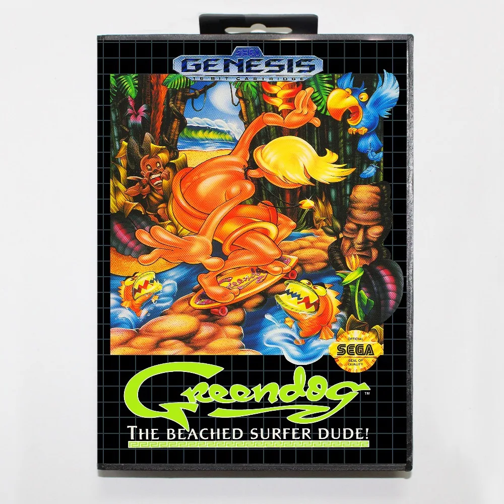 16 бит Sega MD игровой Картридж с розничной коробкой-игре Greendog карточная игра для