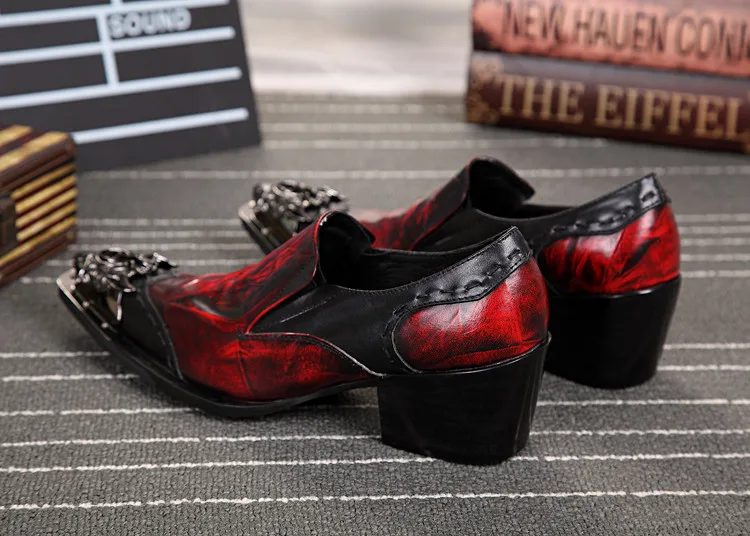 Zapatos Tendencia Los Hombres Carrera Señaló Diseño Alta Casual Mostrar Dedos Red De Boda Lujo Retro Talones Trabajo Rojo Pies Fiesta D qvztwTw