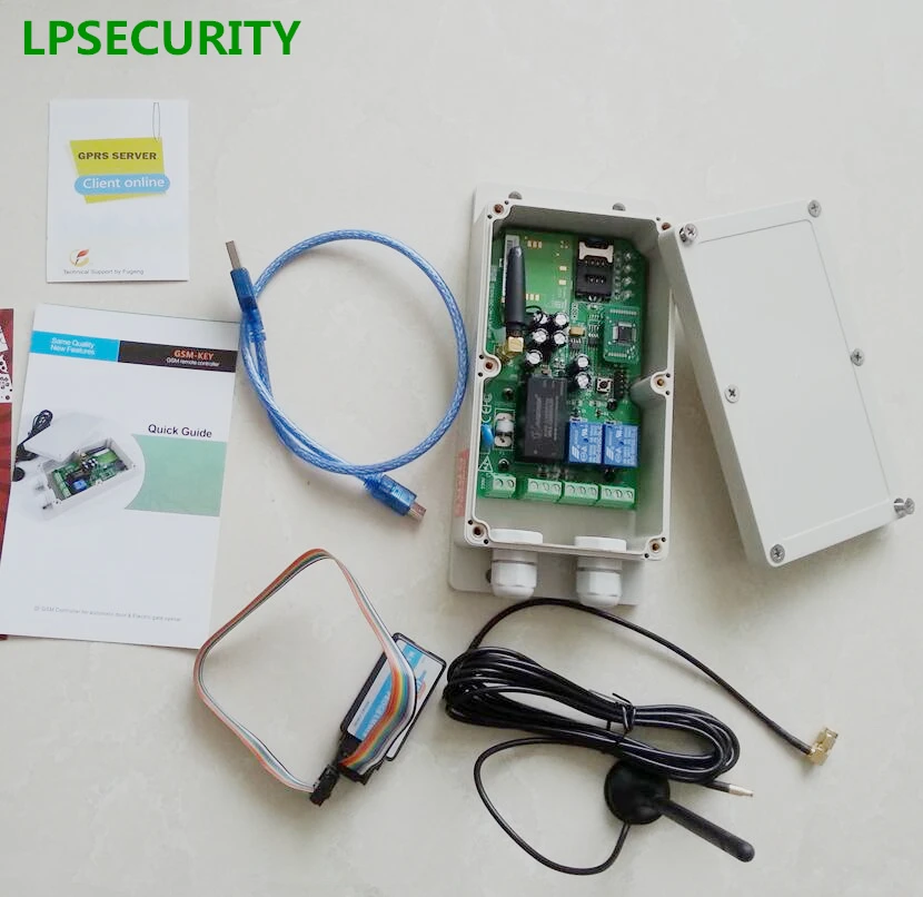 

LPSECURITY GSM-KEY-AC200 GSM Gate Opener SMS Remote Control Relay Output Switch module AC110-240V with external antenna