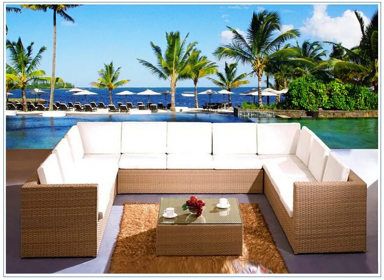 PE ротанговый диван высокого качества садовая мебель дизайн ротанговая мебель для патио гостиная чайный стол плетеная мягкая