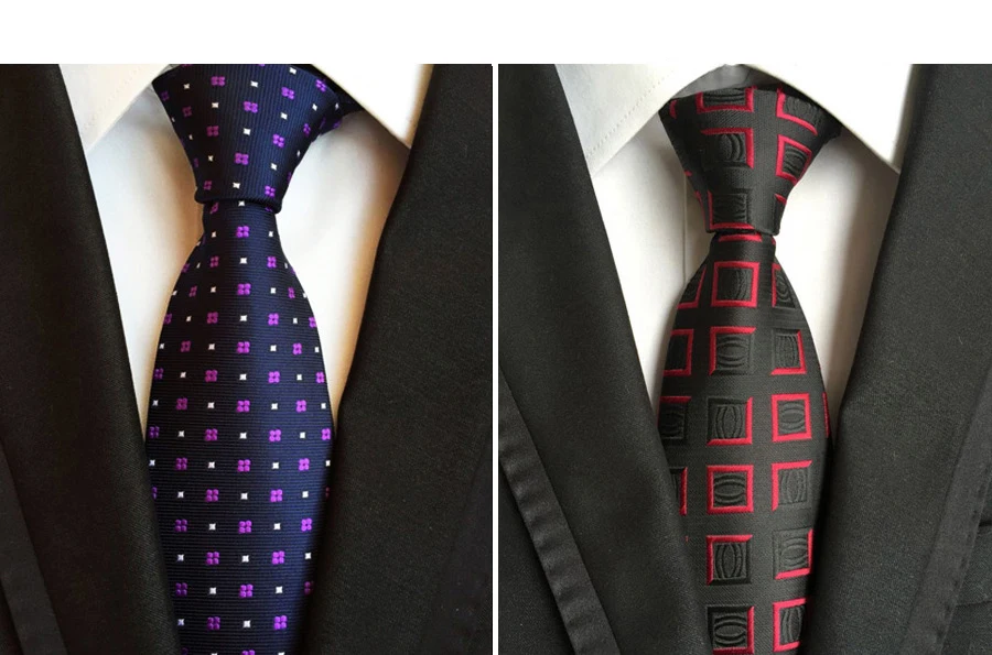 RBOCOTT Fashion Plaid Tie Men's Striped Ties 8 cm Necktie Black Neck Tie For Formal Business Groom Wedding Party Accessory