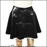 Черная Сексуальная Мини латексная плиссированная юбка с передним открытым и кнопками короткая Резиновая лента Нижняя Униформа DQ-0007