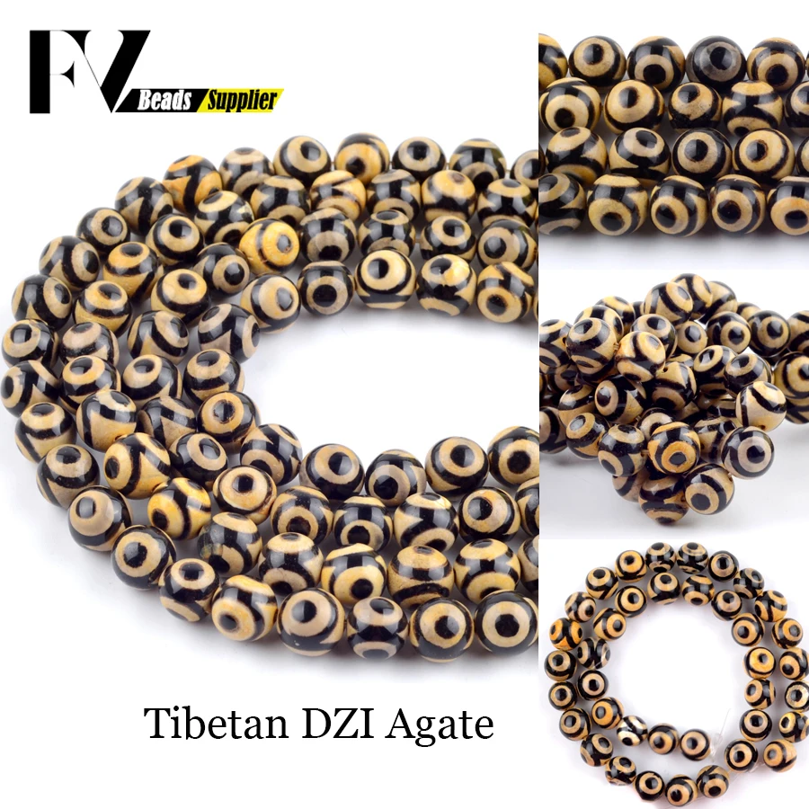 

Natural 3 Eye Pattern Tibetan DZI Agates Beads For Jewelry Making 10mm Beads Round Loose Beads fit Diy Bracelets Accessories