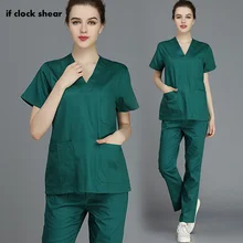 Медицинская одежда для женщин скрабы Костюм Доктор медсестры униформа с короткими рукавами стоматологическая клиника pet doctor салон красоты комбинезоны хирургические наборы