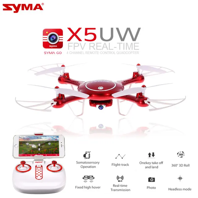 Новые SYMA X5UW Drone 720 P Wi Fi FPV системы с 2MP HD камера Вертолет стабилизация высоты один ключ Land 2,4 г 4CH 6 оси RC Quadcopter