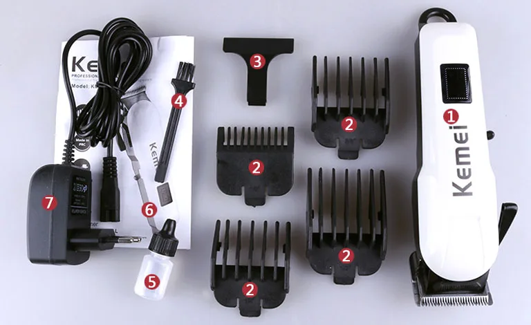 Professional Kemei Titanium Blade Electric Haircut Cutting Machine Barber + limit comb for kids adult men 110-240V Professional Kemei Titanium Blade Electric Haircut Cutting Machine Barber + limit comb for kids adult men 110-240V