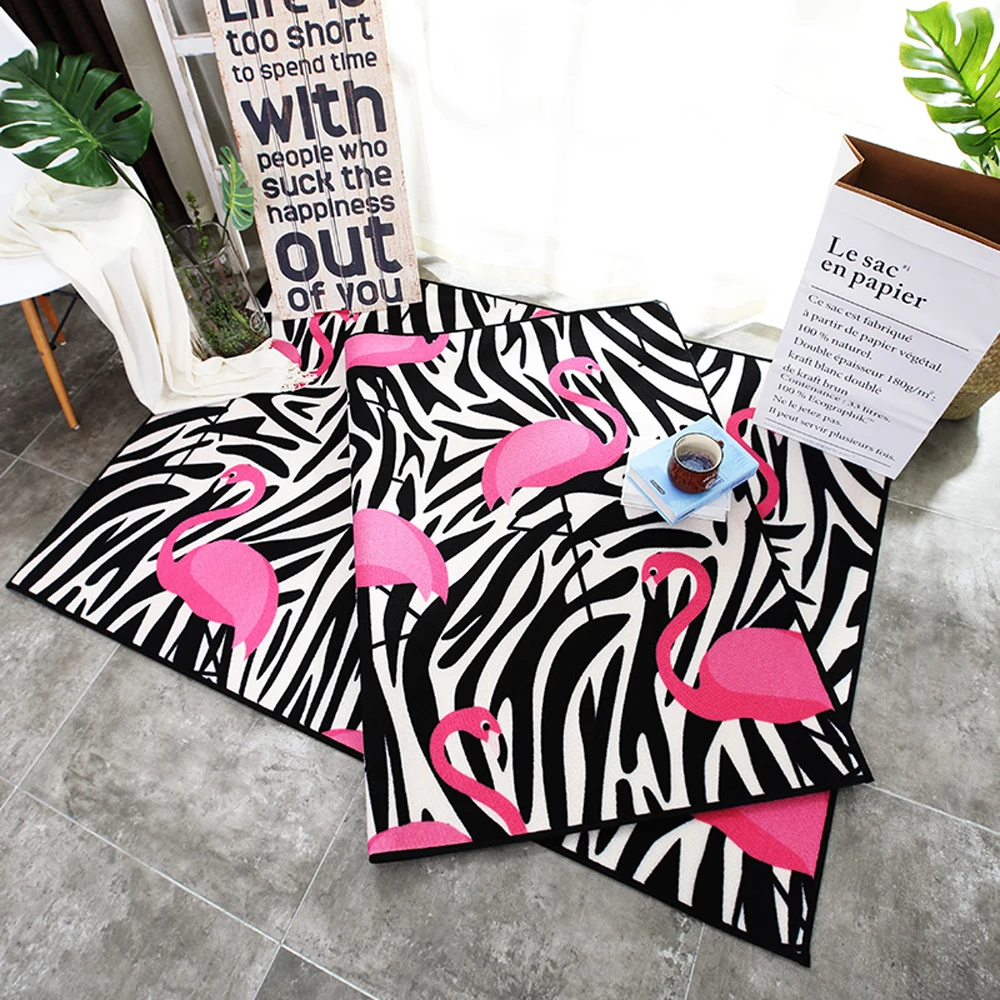 Polyester material black and white geometric abstraction pink flamingo pattern living room bedroom carpet home decorator rug in carpet from home garden on