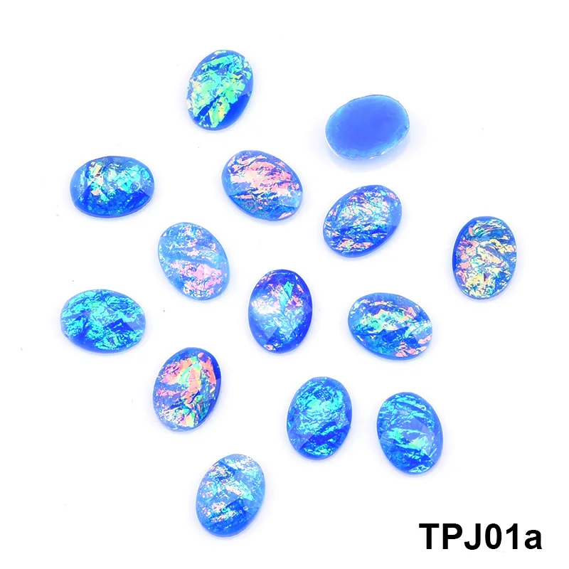 10 шт. плоские пластмассовые декоративный камень для ногтей украшения для ногтей блестки дизайн оболочки 6x8 мм овальные драгоценные камни для nailart TPJ01 - Цвет: TPJ01a